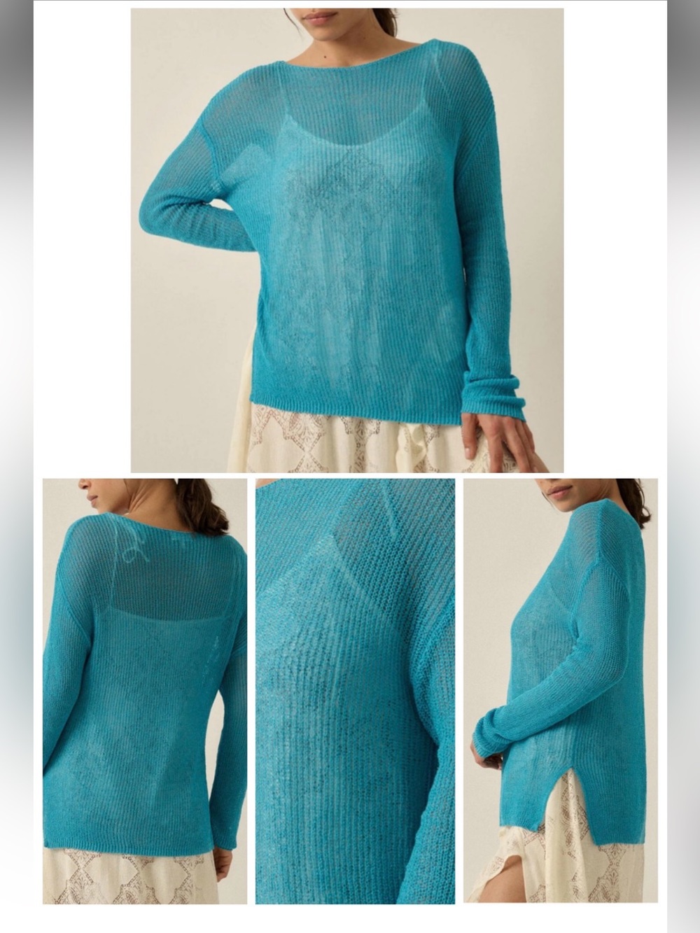 Promesa Sheer We Go Lightweight Knit Loose-Fit Sweater French Blue Small EUC